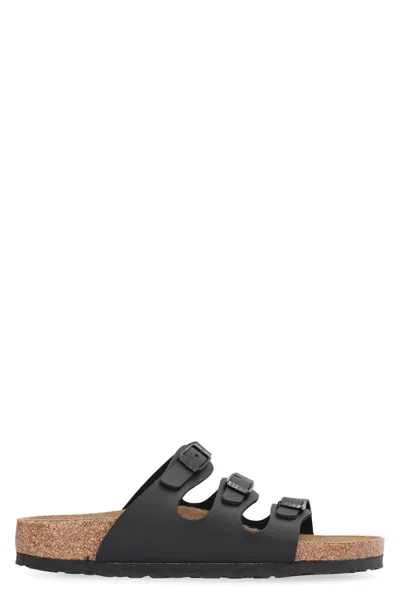 Birkenstock Florida Bs Leather Slides In Black