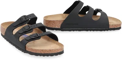 Birkenstock Florida Bs Leather Slides In Black