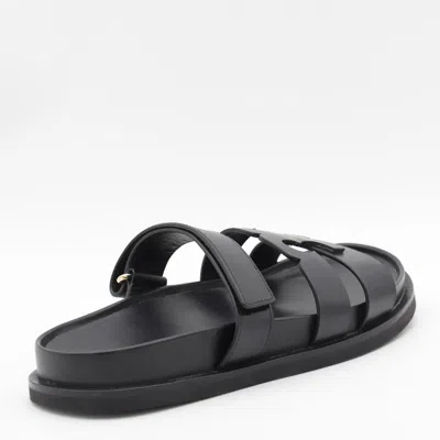 Tory Burch T Leather Sandals In Black