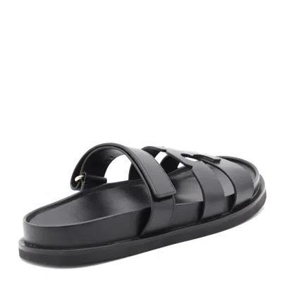 Tory Burch T Leather Sandals In Black