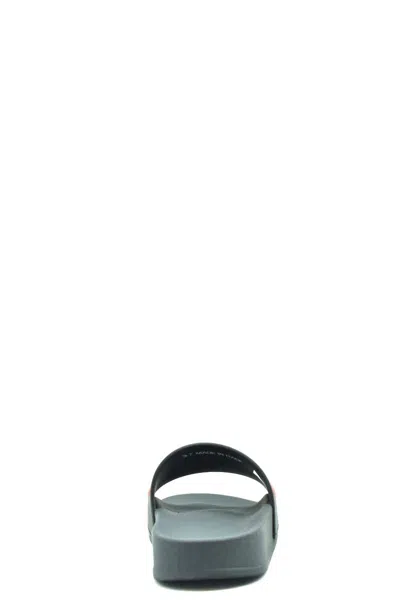 Dsquared2 Contemporary Black Slides With Contrasting Raised Lettering In Green