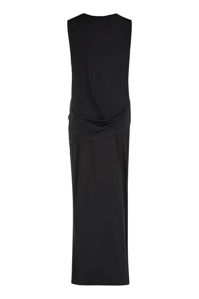 Jacquemus Peplo Draped Jersey Maxi Dress In Black