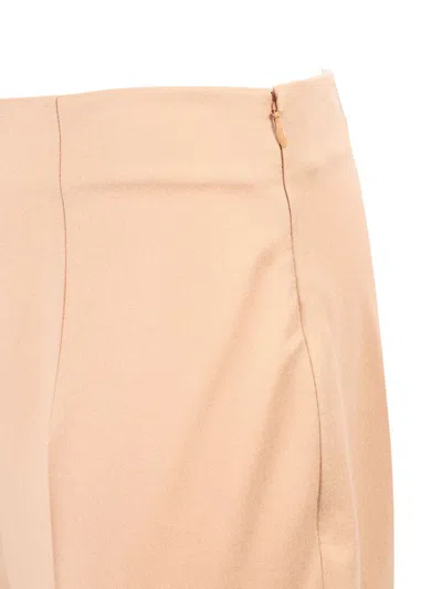 Alberta Ferretti High Waist Straight-leg Tailored Pants With Pleats In Neutral