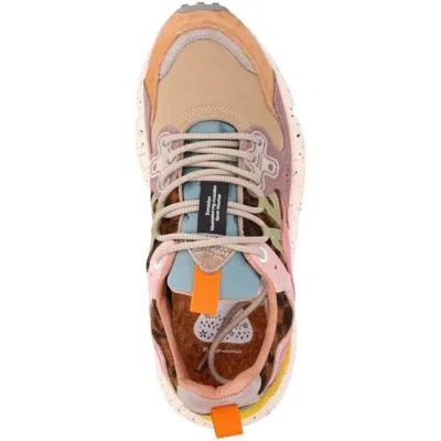 Flower Mountain Yamano 3 Pink And Yellow Suede And Nylon Sneakers In Multi