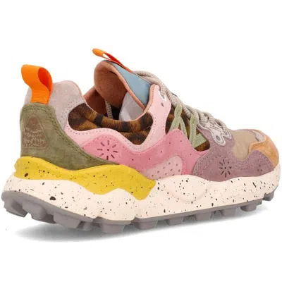 Flower Mountain Yamano 3 Pink And Yellow Suede And Nylon Sneakers In Multi