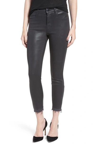 J Brand Alana Coated High Rise Crop Jeans In Fearless In Black