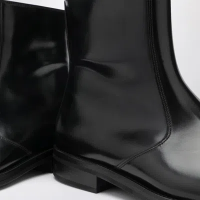 Lemaire Men Leather Ankle Boots In Black
