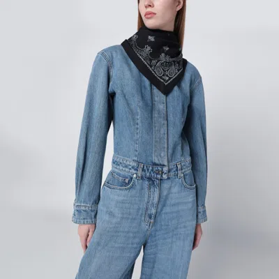 Destin Paisley Black Wool Scarf In Black