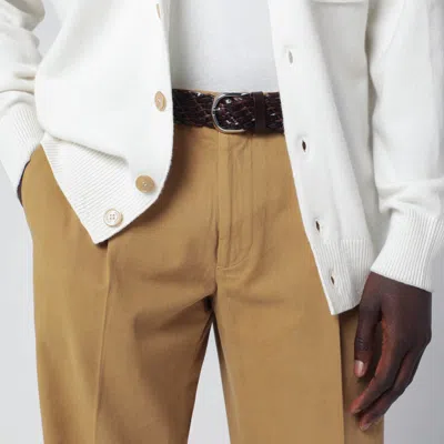 Brunello Cucinelli Brown Woven Leather Belt Men In Brown