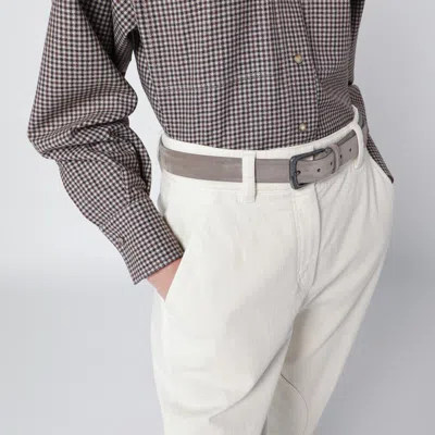 Brunello Cucinelli Greige Suede Leather Belt Women In Gray