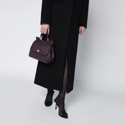 Dolce & Gabbana Large Wine-colored Sicily Hand Bag In Burgundy