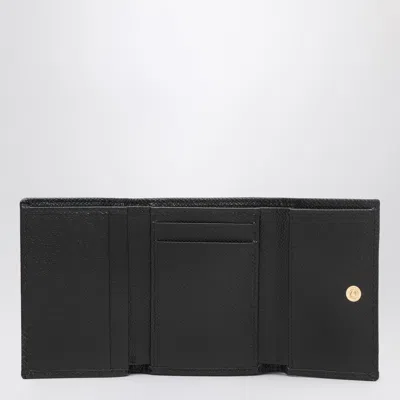 Dolce & Gabbana Black Dauphine Leather Wallet With Logo Plaque In Black