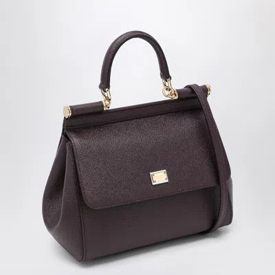 Dolce & Gabbana Large Wine-colored Sicily Hand Bag In Burgundy