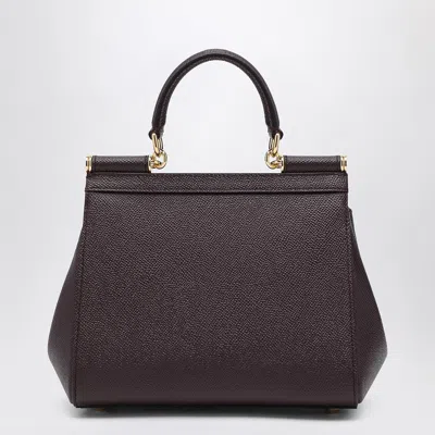 Dolce & Gabbana Large Wine-colored Sicily Hand Bag In Burgundy