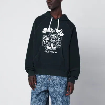 Brain Dead Graphic Print Hooded Sweatshirt And Pocket In Green
