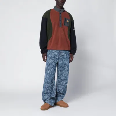 Brain Dead Equipment Ripstop Pullover Fleece Jacket In Blue