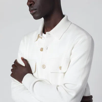 Brunello Cucinelli White Cashmere Cardigan Men In White