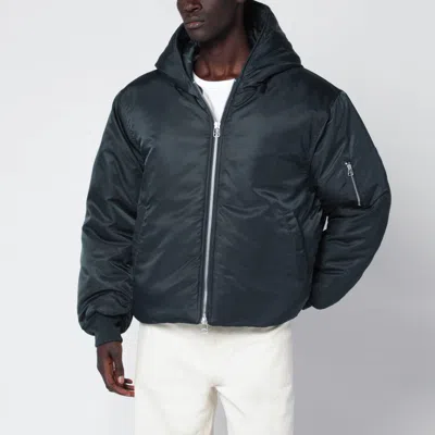 Oamc Nylon Bomber Jacket With Hood And Pockets In Green