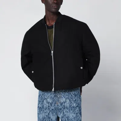 Oamc Wool Blend Bomber Jacket With Ribbed Cuffs And Hem In Black