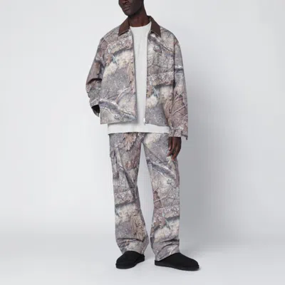 Represent Mens Tree-graphic Print Camouflage Cotton Trucker Jacket In Green
