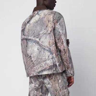 Represent Mens Tree-graphic Print Camouflage Cotton Trucker Jacket In Green