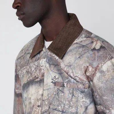 Represent Mens Tree-graphic Print Camouflage Cotton Trucker Jacket In Green
