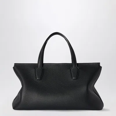 The Row Marcel Textured-leather Tote In Black