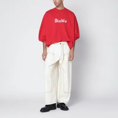 Willy Chavarria Toluca White Washed-effect Workwear Pants In White