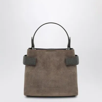 Brunello Cucinelli Top-handle Essence Small Brown Bag With Precious Bands In Brown