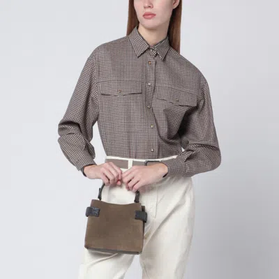 Brunello Cucinelli Top-handle Essence Small Brown Bag With Precious Bands In Brown