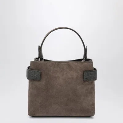 Brunello Cucinelli Top-handle Essence Small Brown Bag With Precious Bands In Brown