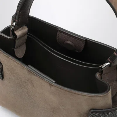 Brunello Cucinelli Top-handle Essence Small Brown Bag With Precious Bands In Brown
