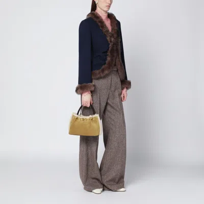 Valentino Vlogo Small Beige Suede Bag In Sand