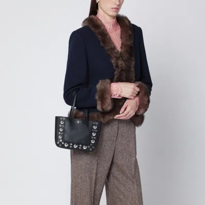 Valentino Mini Nellcôte Black Grained Calfskin Bag In Black