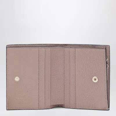 Valentino Rockstud Blush Pink Grained-leather Wallet In Multi