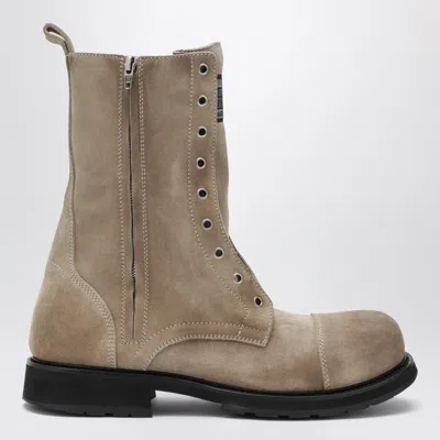 Balenciaga Men Beige Ankle Boots With Logo Patch On The Front And Logo Lettering On The Rear In Leat In Multi