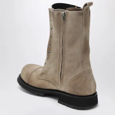 Balenciaga Men Beige Ankle Boots With Logo Patch On The Front And Logo Lettering On The Rear In Leat In Multi