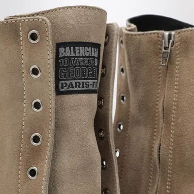Balenciaga Men Beige Ankle Boots With Logo Patch On The Front And Logo Lettering On The Rear In Leat In Multi