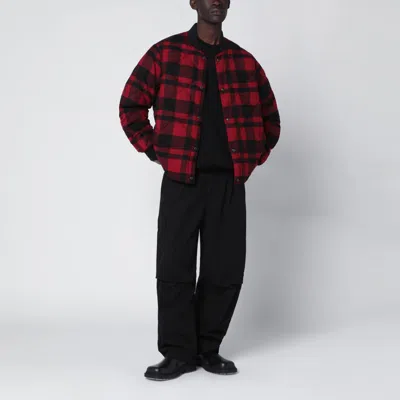 Polo Ralph Lauren Red And Black Quilted Check Bomber In Red