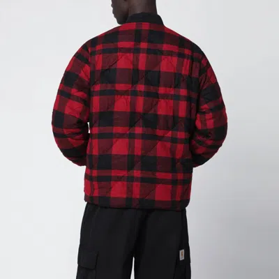 Polo Ralph Lauren Red And Black Quilted Check Bomber In Red