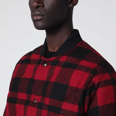 Polo Ralph Lauren Red And Black Quilted Check Bomber In Red