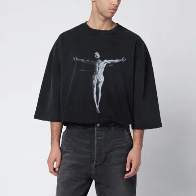 Willy Chavarria Slate Cotton Tarantula Buffalo Oversize T-shirt In Black