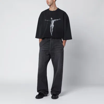 Willy Chavarria Slate Cotton Tarantula Buffalo Oversize T-shirt In Black