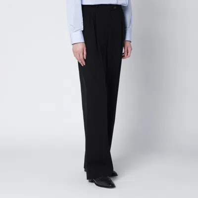 The Row Black Wool Trousers In Black