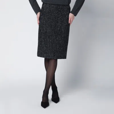 The Row Black Wool Bouclé Skirt In Black