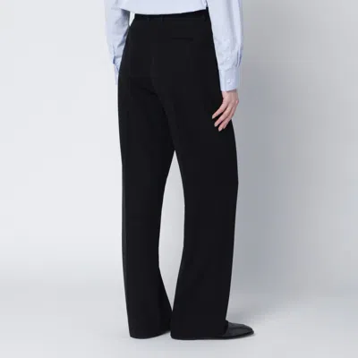 The Row Black Wool Trousers In Black