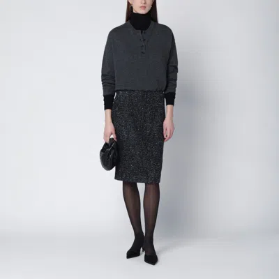 The Row Black Wool Bouclé Skirt In Black