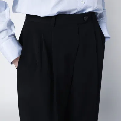 The Row Black Wool Trousers In Black