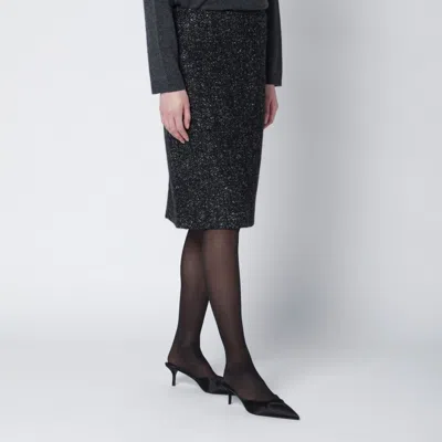 The Row Black Wool Bouclé Skirt In Black