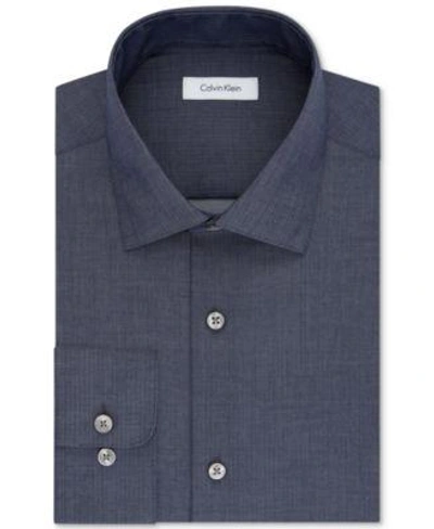Shop Calvin Klein Steel Men&#039;s Classic-fit Non-iron Performance Solid Dress Shirt In Denim